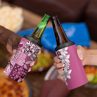 Aloha Vintage Plumeria Hawaiian Tapa Pattern 4 in 1 Can Cooler Tumbler Pink Hawaiian Tapa Pattern LT9 - Polynesian Pride