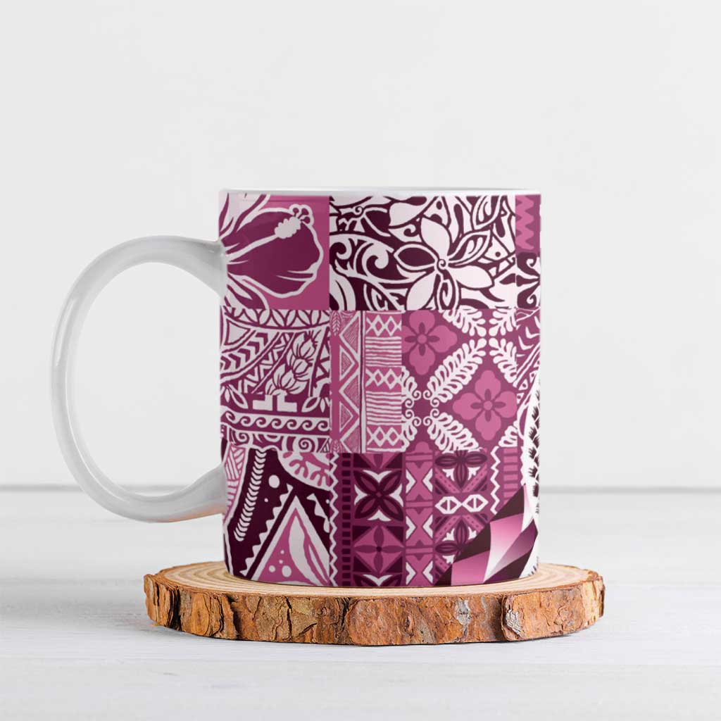 Aloha Vintage Plumeria Hawaiian Tapa Pattern Ceramic Mug Pink Hawaiian Tapa Pattern LT9 Pink - Polynesian Pride