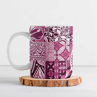 Aloha Vintage Plumeria Hawaiian Tapa Pattern Ceramic Mug Pink Hawaiian Tapa Pattern LT9 Pink - Polynesian Pride