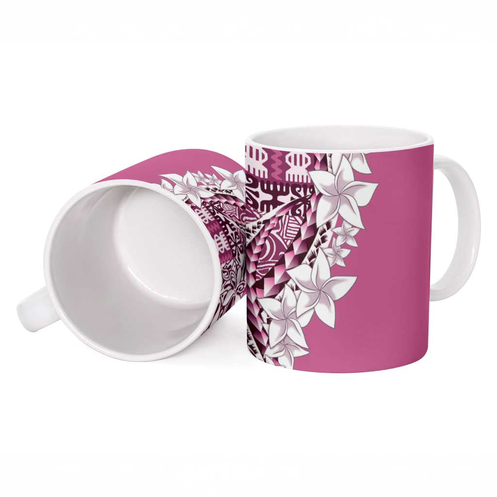 Aloha Vintage Plumeria Hawaiian Tapa Pattern Ceramic Mug Pink Hawaiian Tapa Pattern LT9 - Polynesian Pride