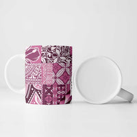 Aloha Vintage Plumeria Hawaiian Tapa Pattern Ceramic Mug Pink Hawaiian Tapa Pattern LT9 - Polynesian Pride
