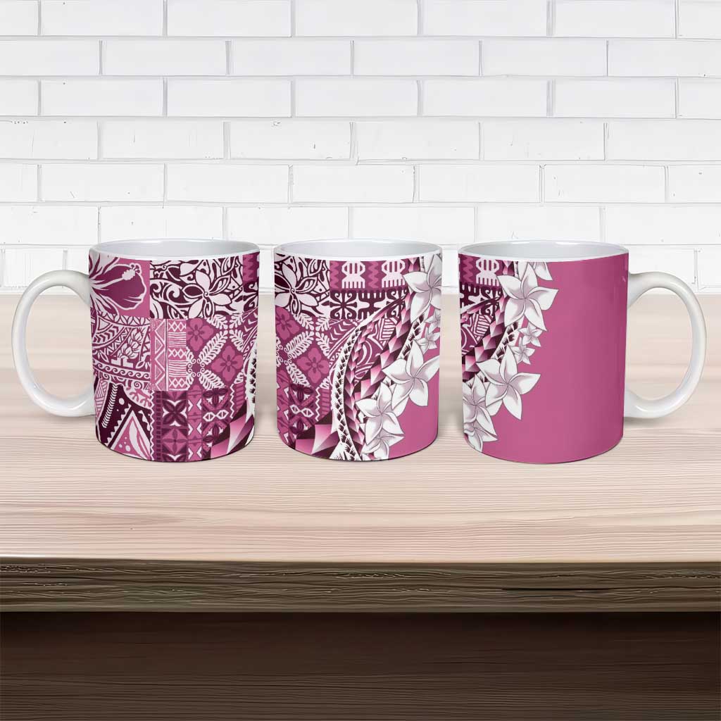 Aloha Vintage Plumeria Hawaiian Tapa Pattern Ceramic Mug Pink Hawaiian Tapa Pattern LT9 - Polynesian Pride