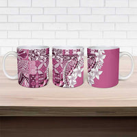 Aloha Vintage Plumeria Hawaiian Tapa Pattern Ceramic Mug Pink Hawaiian Tapa Pattern LT9 - Polynesian Pride