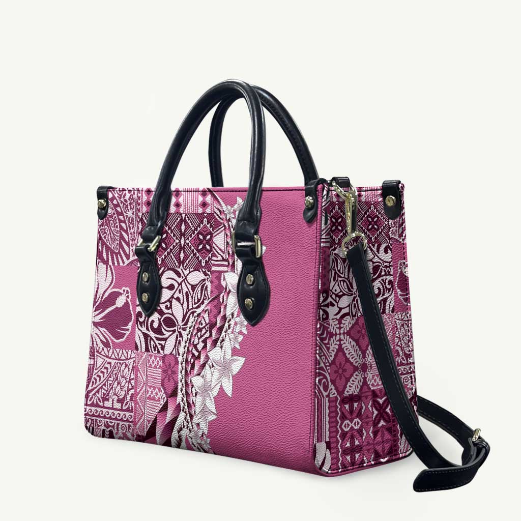 Aloha Vintage Plumeria Hawaiian Tapa Pattern Leather Bag Pink Hawaiian Tapa Pattern LT9 Pink - Polynesian Pride