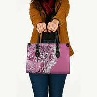 Aloha Vintage Plumeria Hawaiian Tapa Pattern Leather Bag Pink Hawaiian Tapa Pattern LT9 - Polynesian Pride