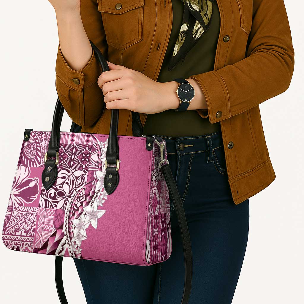 Aloha Vintage Plumeria Hawaiian Tapa Pattern Leather Bag Pink Hawaiian Tapa Pattern LT9 - Polynesian Pride