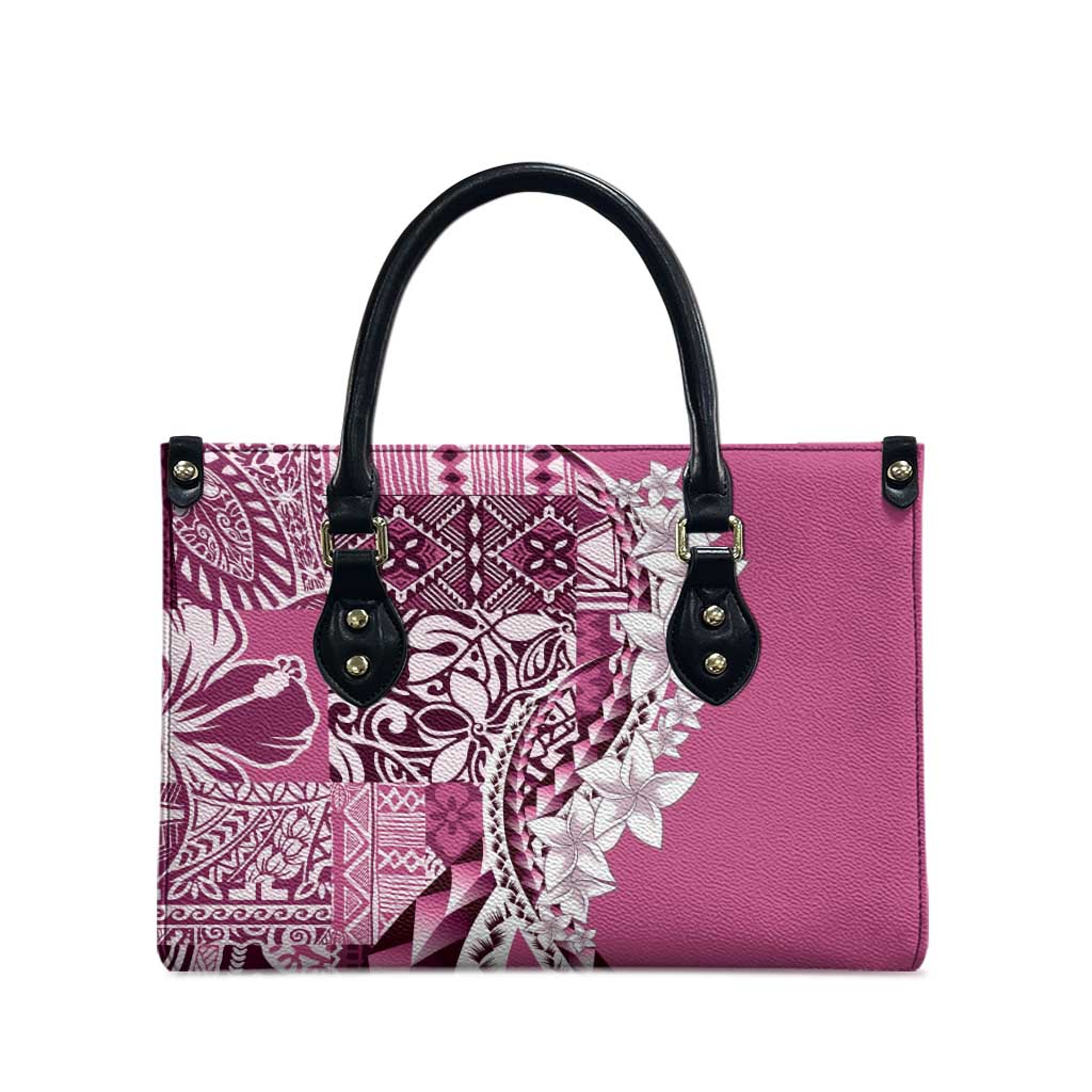 Aloha Vintage Plumeria Hawaiian Tapa Pattern Leather Bag Pink Hawaiian Tapa Pattern LT9 - Polynesian Pride