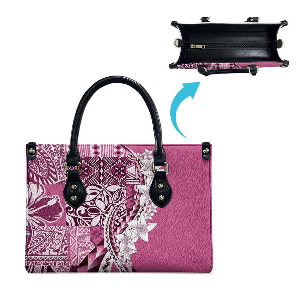 Aloha Vintage Plumeria Hawaiian Tapa Pattern Leather Bag Pink Hawaiian Tapa Pattern LT9 - Polynesian Pride