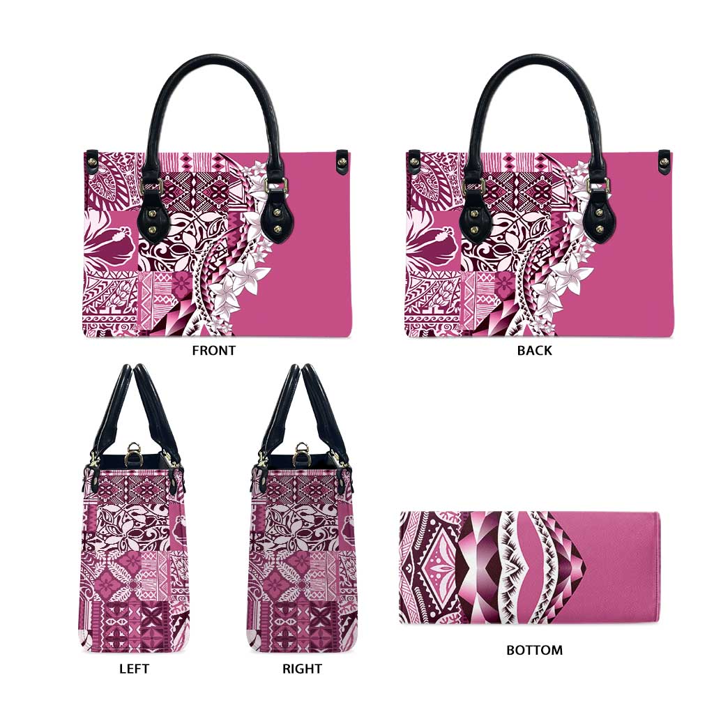 Aloha Vintage Plumeria Hawaiian Tapa Pattern Leather Bag Pink Hawaiian Tapa Pattern LT9 - Polynesian Pride
