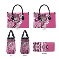 Aloha Vintage Plumeria Hawaiian Tapa Pattern Leather Bag Pink Hawaiian Tapa Pattern LT9 - Polynesian Pride