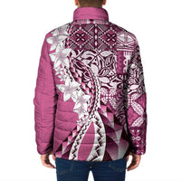 Aloha Vintage Plumeria Hawaiian Tapa Pattern Padded Jacket Pink Hawaiian Tapa Pattern LT9 - Polynesian Pride