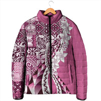 Aloha Vintage Plumeria Hawaiian Tapa Pattern Padded Jacket Pink Hawaiian Tapa Pattern LT9 - Polynesian Pride