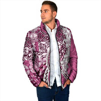 Aloha Vintage Plumeria Hawaiian Tapa Pattern Padded Jacket Pink Hawaiian Tapa Pattern LT9 - Polynesian Pride