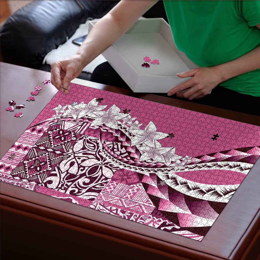 Aloha Vintage Plumeria Hawaiian Tapa Pattern Puzzle Pink Hawaiian Tapa Pattern LT9 - Polynesian Pride