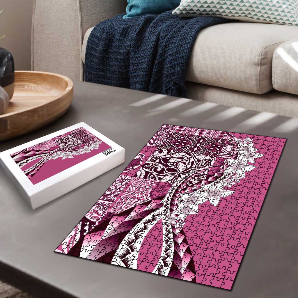 Aloha Vintage Plumeria Hawaiian Tapa Pattern Puzzle Pink Hawaiian Tapa Pattern LT9 - Polynesian Pride