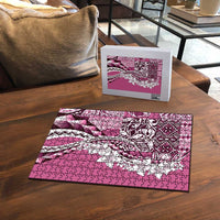 Aloha Vintage Plumeria Hawaiian Tapa Pattern Puzzle Pink Hawaiian Tapa Pattern LT9 - Polynesian Pride