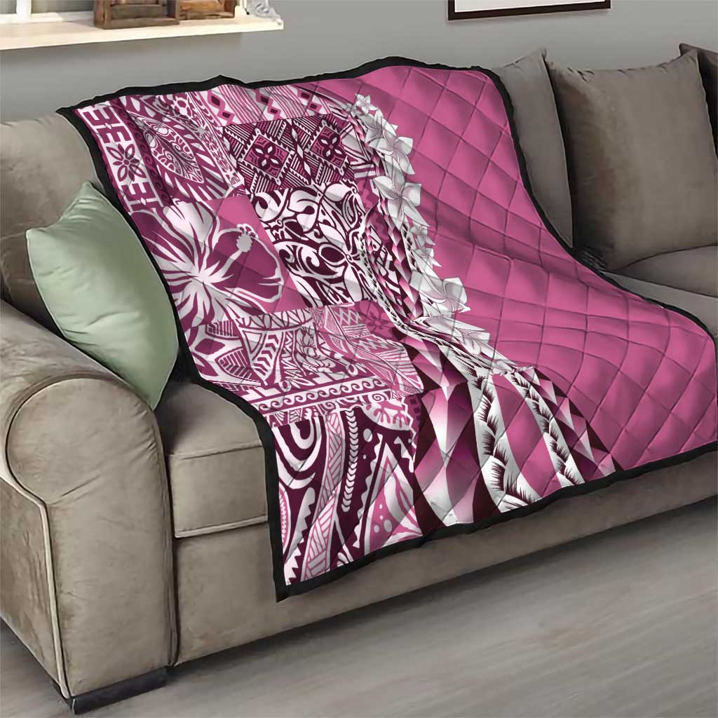 Aloha Vintage Plumeria Hawaiian Tapa Pattern Quilt Pink Hawaiian Tapa Pattern LT9 - Polynesian Pride