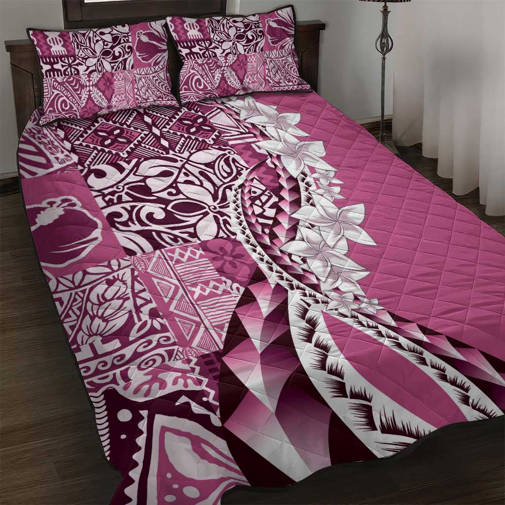 Aloha Vintage Plumeria Hawaiian Tapa Pattern Quilt Bed Set Pink Hawaiian Tapa Pattern LT9 Pink - Polynesian Pride