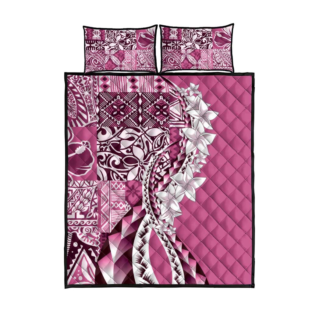 Aloha Vintage Plumeria Hawaiian Tapa Pattern Quilt Bed Set Pink Hawaiian Tapa Pattern LT9 - Polynesian Pride
