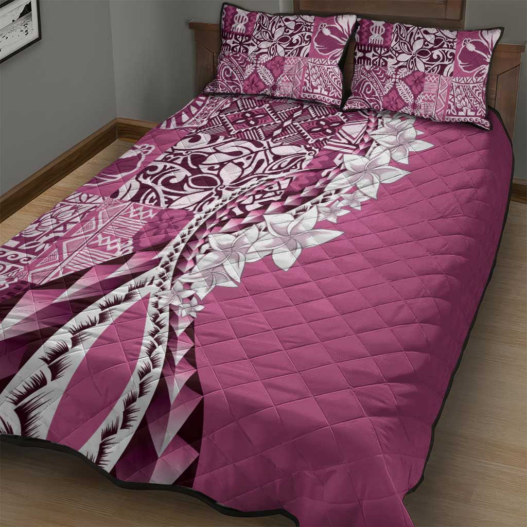 Aloha Vintage Plumeria Hawaiian Tapa Pattern Quilt Bed Set Pink Hawaiian Tapa Pattern LT9 - Polynesian Pride
