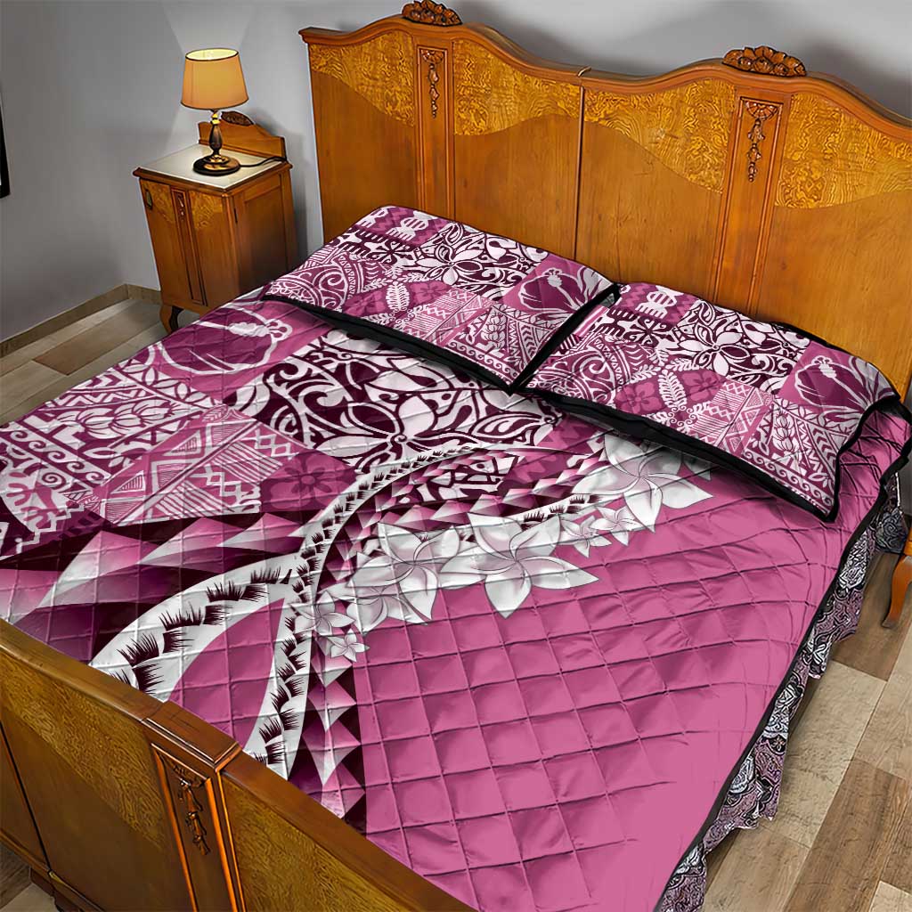 Aloha Vintage Plumeria Hawaiian Tapa Pattern Quilt Bed Set Pink Hawaiian Tapa Pattern LT9 - Polynesian Pride