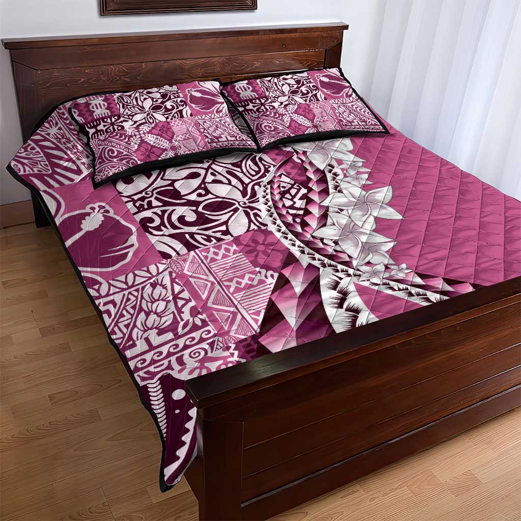 Aloha Vintage Plumeria Hawaiian Tapa Pattern Quilt Bed Set Pink Hawaiian Tapa Pattern LT9 - Polynesian Pride