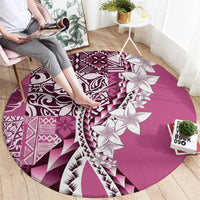 Aloha Vintage Plumeria Hawaiian Tapa Pattern Round Carpet Pink Hawaiian Tapa Pattern LT9 - Polynesian Pride