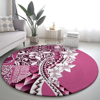 Aloha Vintage Plumeria Hawaiian Tapa Pattern Round Carpet Pink Hawaiian Tapa Pattern LT9 - Polynesian Pride