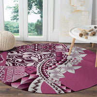 Aloha Vintage Plumeria Hawaiian Tapa Pattern Round Carpet Pink Hawaiian Tapa Pattern LT9 - Polynesian Pride
