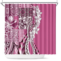 Aloha Vintage Plumeria Hawaiian Tapa Pattern Shower Curtain Pink Hawaiian Tapa Pattern LT9 Pink - Polynesian Pride