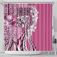 Aloha Vintage Plumeria Hawaiian Tapa Pattern Shower Curtain Pink Hawaiian Tapa Pattern LT9 - Polynesian Pride