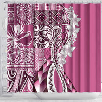 Aloha Vintage Plumeria Hawaiian Tapa Pattern Shower Curtain Pink Hawaiian Tapa Pattern LT9 - Polynesian Pride