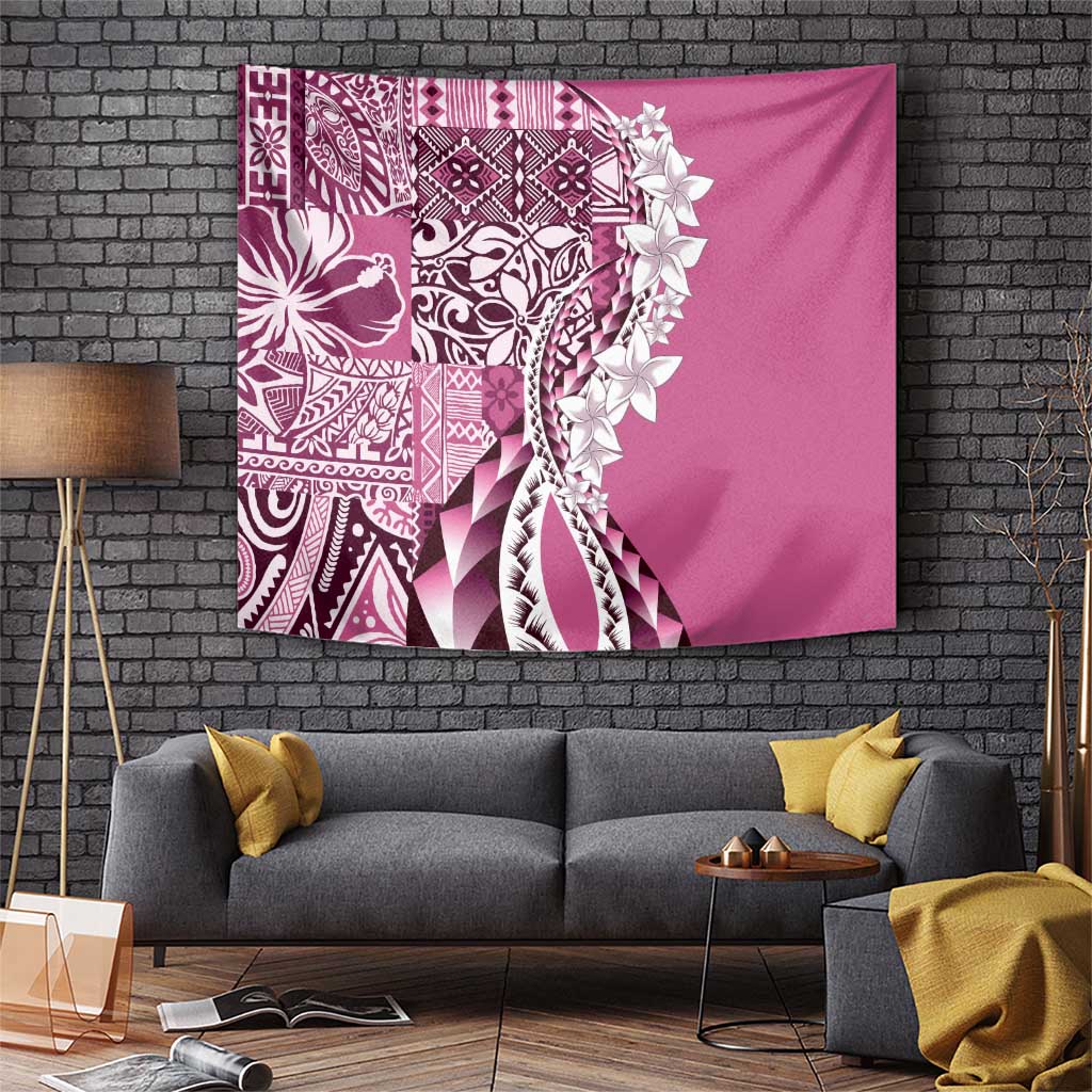 Aloha Vintage Plumeria Hawaiian Tapa Pattern Tapestry Pink Hawaiian Tapa Pattern LT9 Pink - Polynesian Pride