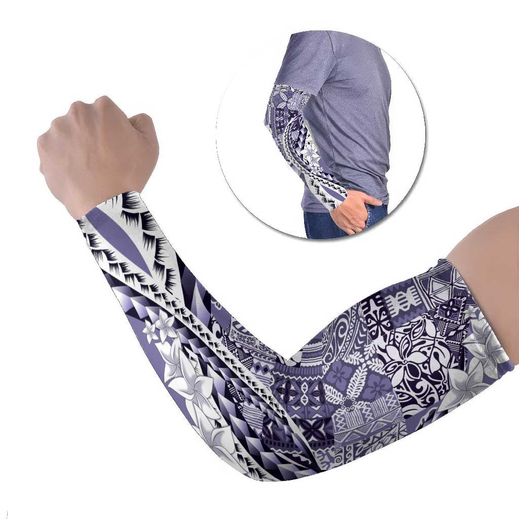 Aloha Vintage Plumeria Hawaiian Tapa Pattern Arm Sleeves Purple Hawaiian Tapa Pattern LT9 Set of 2 Purple - Polynesian Pride
