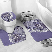 Aloha Vintage Plumeria Hawaiian Tapa Pattern Bathroom Set Purple Hawaiian Tapa Pattern LT9 Mat Set Only (3 pcs) One Size Purple - Polynesian Pride