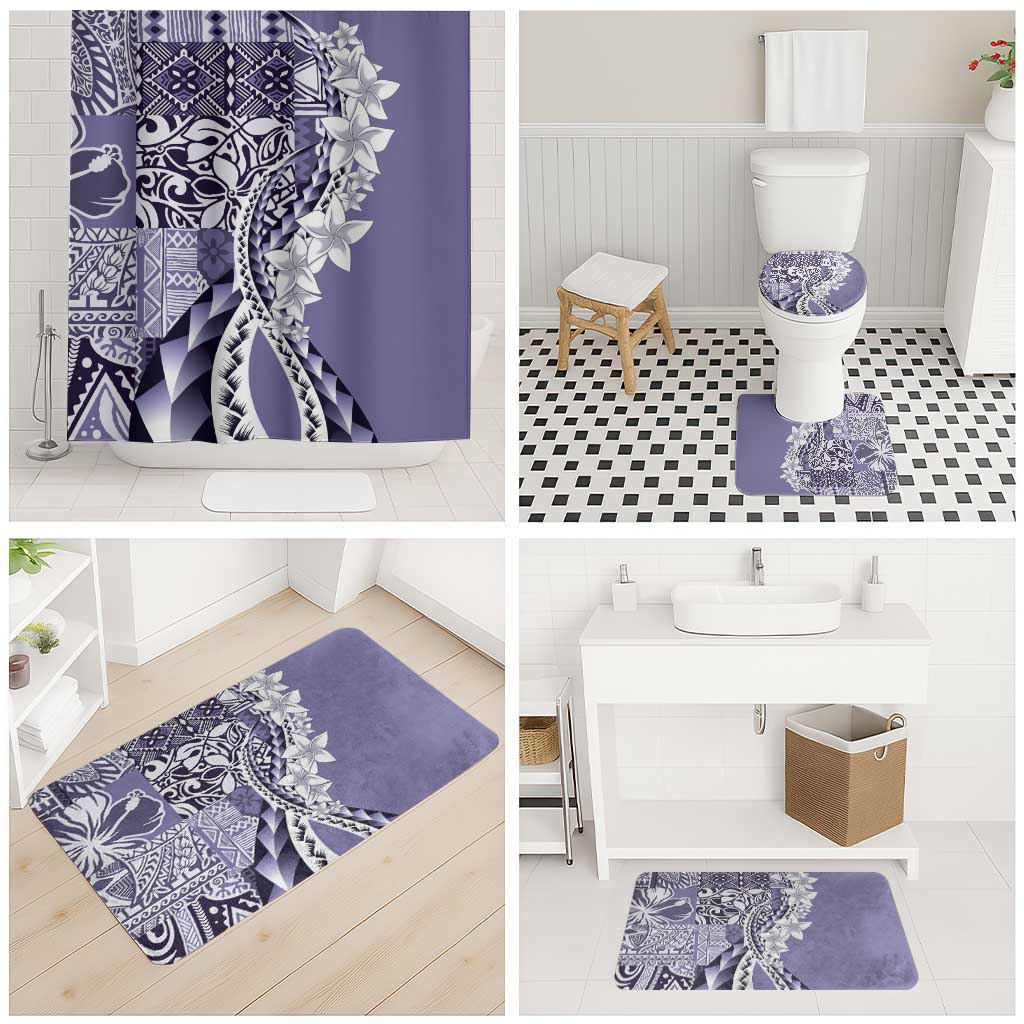 Aloha Vintage Plumeria Hawaiian Tapa Pattern Bathroom Set Purple Hawaiian Tapa Pattern LT9 - Polynesian Pride