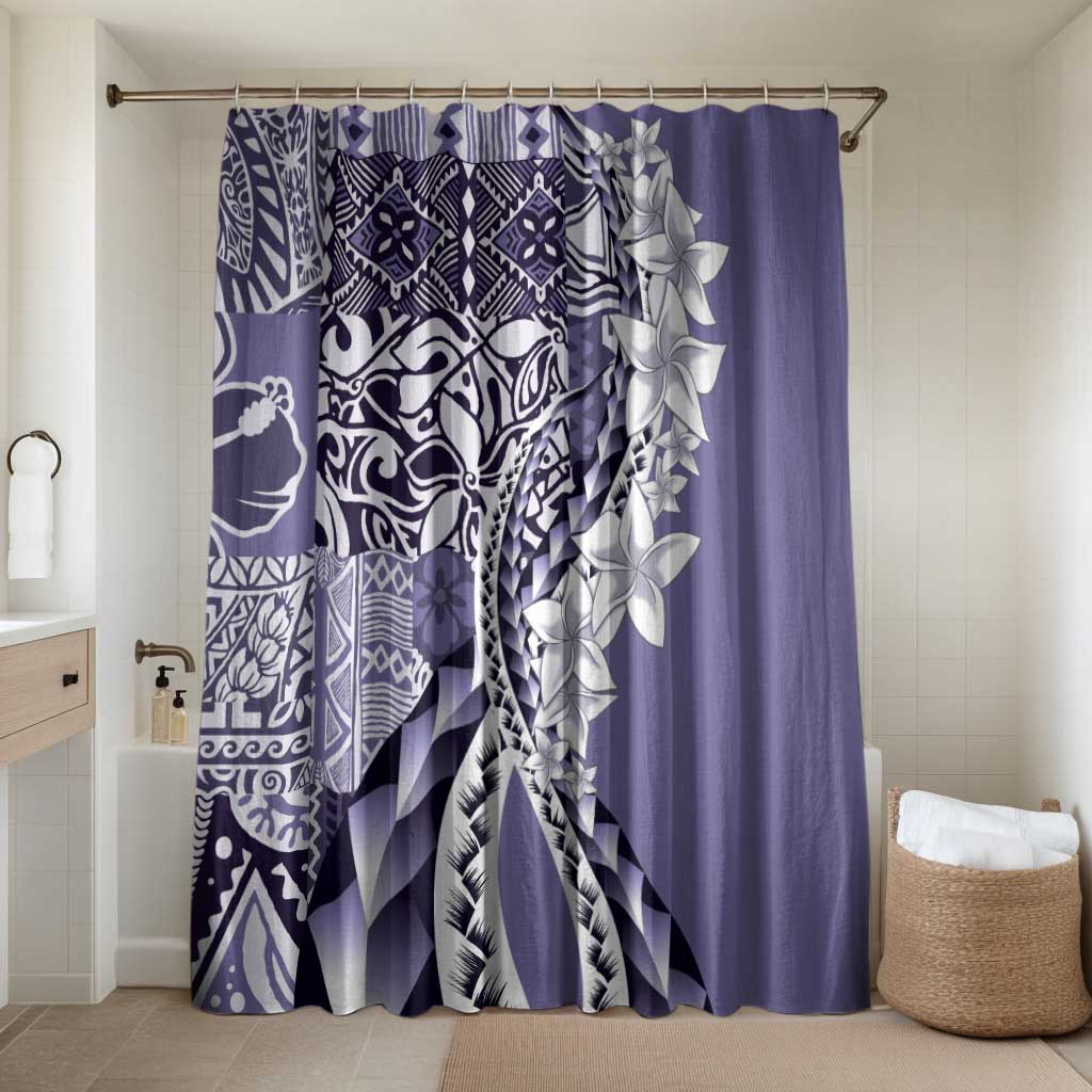 Aloha Vintage Plumeria Hawaiian Tapa Pattern Bathroom Set Purple Hawaiian Tapa Pattern LT9 Shower Curtain Only Purple - Polynesian Pride