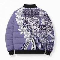 Aloha Vintage Plumeria Hawaiian Tapa Pattern Bomber Puffer Jacket Purple Hawaiian Tapa Pattern LT9 - Polynesian Pride
