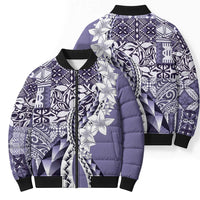 Aloha Vintage Plumeria Hawaiian Tapa Pattern Bomber Puffer Jacket Purple Hawaiian Tapa Pattern LT9 - Polynesian Pride