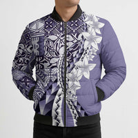 Aloha Vintage Plumeria Hawaiian Tapa Pattern Bomber Puffer Jacket Purple Hawaiian Tapa Pattern LT9 - Polynesian Pride