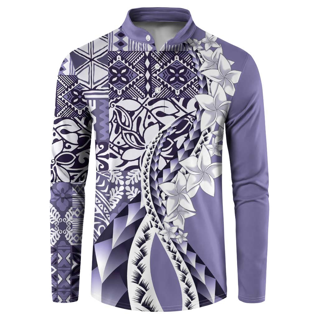 Aloha Vintage Plumeria Hawaiian Tapa Pattern Button Sweatshirt Purple Hawaiian Tapa Pattern LT9 Purple - Polynesian Pride