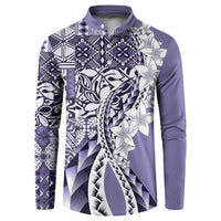 Aloha Vintage Plumeria Hawaiian Tapa Pattern Button Sweatshirt Purple Hawaiian Tapa Pattern LT9 Purple - Polynesian Pride