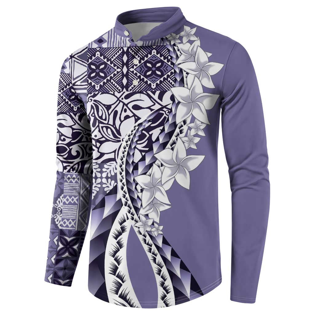 Aloha Vintage Plumeria Hawaiian Tapa Pattern Button Sweatshirt Purple Hawaiian Tapa Pattern LT9 - Polynesian Pride