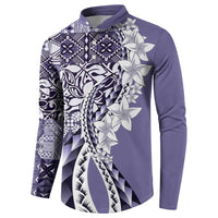 Aloha Vintage Plumeria Hawaiian Tapa Pattern Button Sweatshirt Purple Hawaiian Tapa Pattern LT9 - Polynesian Pride