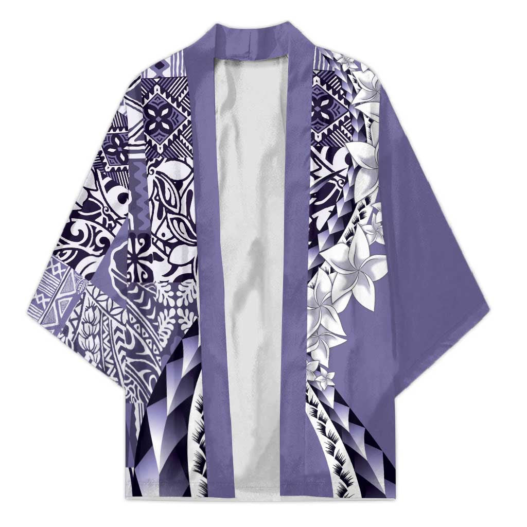 Aloha Vintage Plumeria Hawaiian Tapa Pattern Kimono Purple Hawaiian Tapa Pattern LT9 Unisex Purple - Polynesian Pride