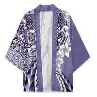 Aloha Vintage Plumeria Hawaiian Tapa Pattern Kimono Purple Hawaiian Tapa Pattern LT9 Unisex Purple - Polynesian Pride
