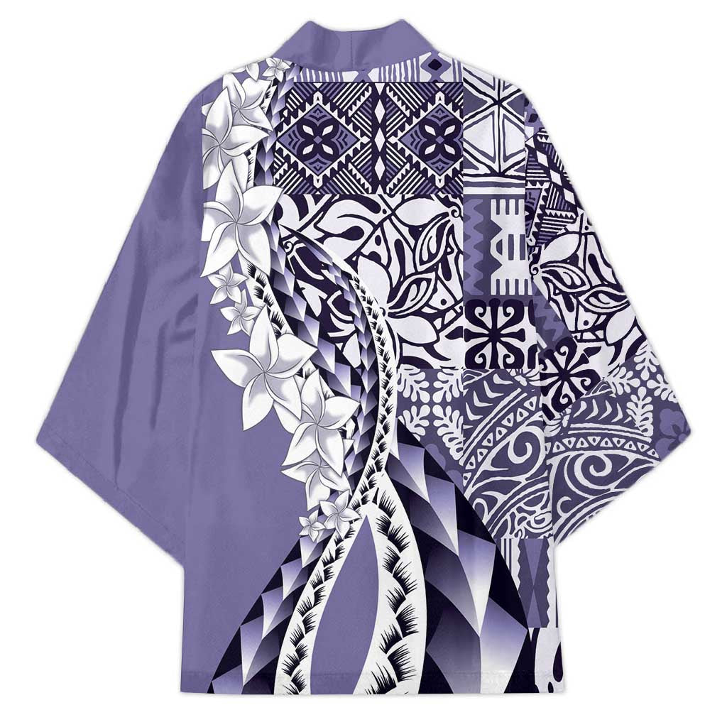 Aloha Vintage Plumeria Hawaiian Tapa Pattern Kimono Purple Hawaiian Tapa Pattern LT9 - Polynesian Pride