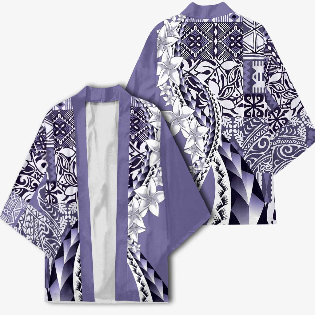 Aloha Vintage Plumeria Hawaiian Tapa Pattern Kimono Purple Hawaiian Tapa Pattern LT9 - Polynesian Pride