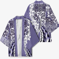 Aloha Vintage Plumeria Hawaiian Tapa Pattern Kimono Purple Hawaiian Tapa Pattern LT9 - Polynesian Pride