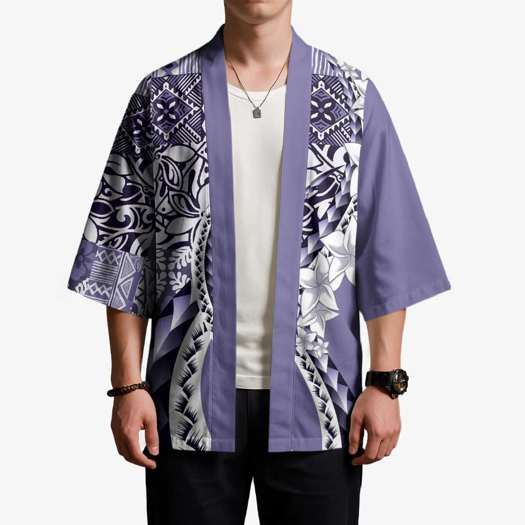 Aloha Vintage Plumeria Hawaiian Tapa Pattern Kimono Purple Hawaiian Tapa Pattern LT9 - Polynesian Pride